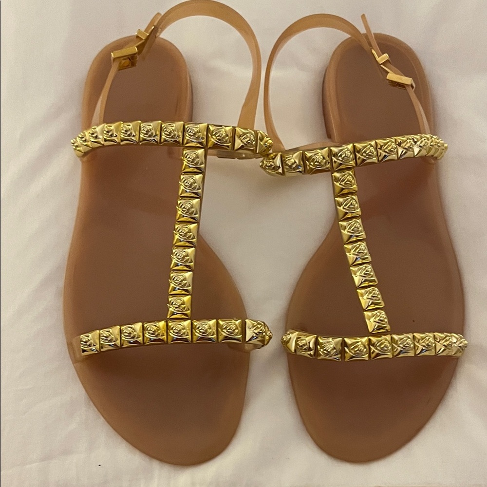 Stuart Weitzman Gold Studded Sandals